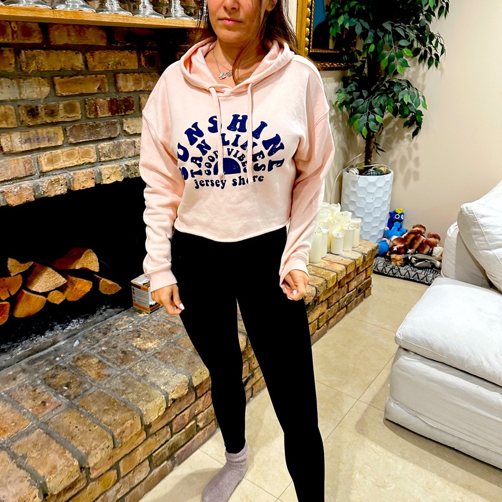 Coral pastel crop hoodie